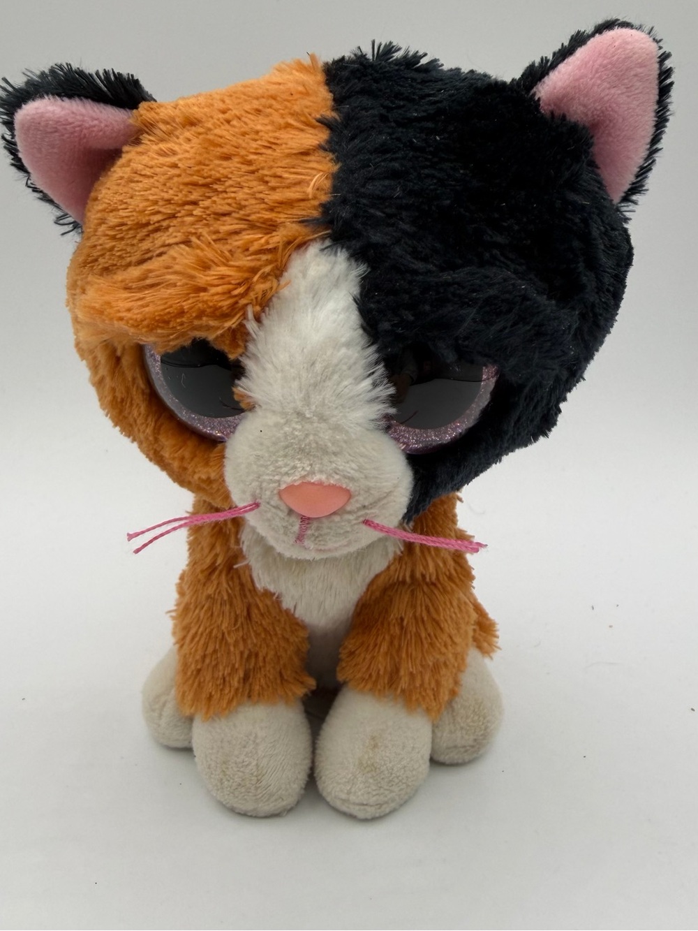 Ty Beanie Boos Tauri Calico Cat Plush 6" Retired 2015 Pink Glitter Eyes